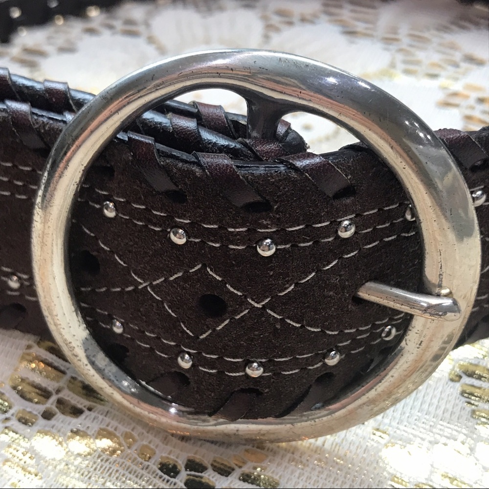 Roper leather belt brown embellished 33”